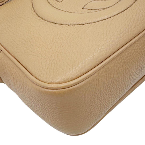 GUCCI Soho Disco Leather Camera Crossbody Bag Beige 308864