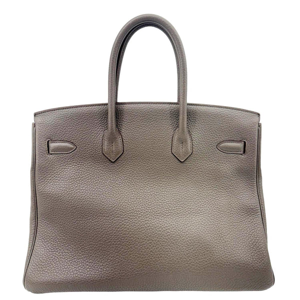 HERMES Birkin 35 Club Lizard Clemence Leather Satchel Bag Gris Fonze