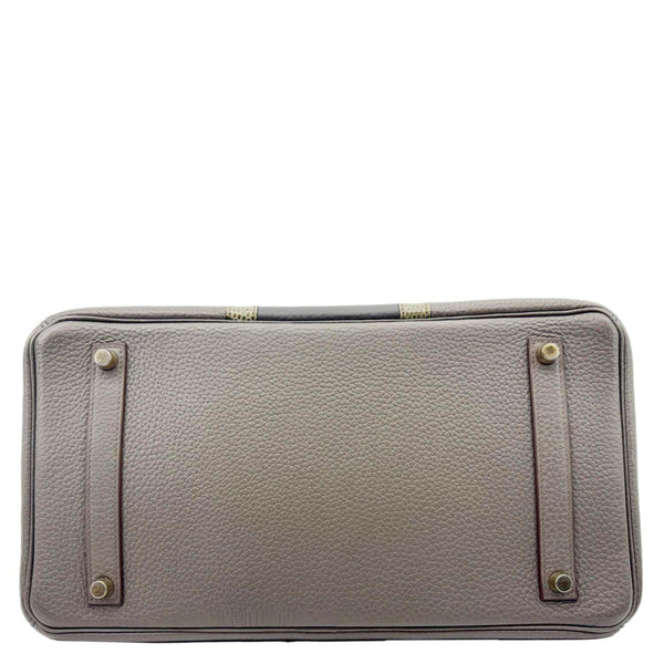 HERMES Birkin 35 Club Lizard Clemence Leather Satchel Bag Gris Fonze