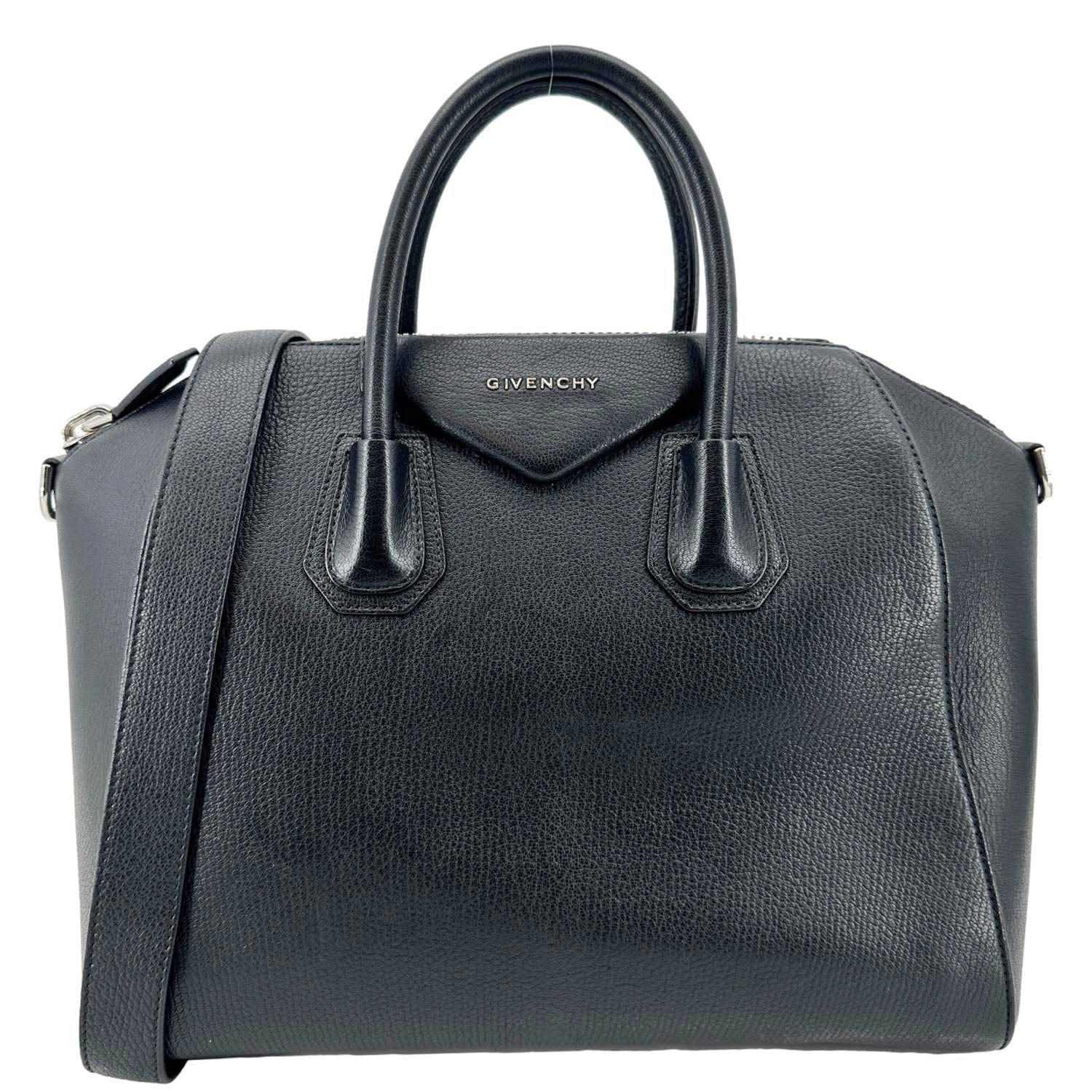 GIVENCHY Antigona Leather Satchel Shoulder Bag Black