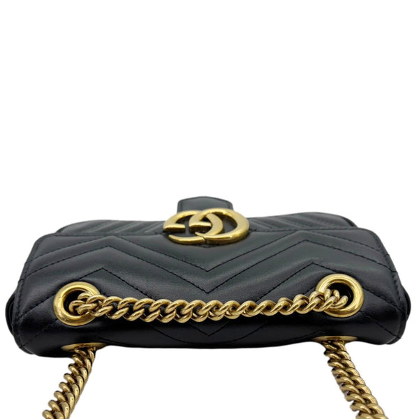 GUCCI Marmont Matelasse Mini Leather Crossbody Bag Black 446744