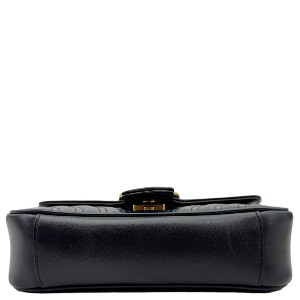 GUCCI Marmont Matelasse Mini Leather Crossbody Bag Black 446744