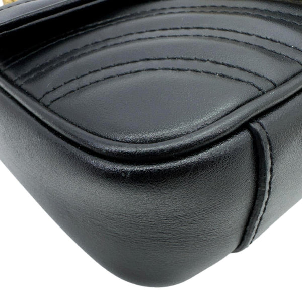 GUCCI Marmont Matelasse Mini Leather Crossbody Bag Black 446744