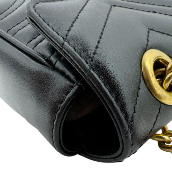 GUCCI Marmont Matelasse Mini Leather Crossbody Bag Black 446744