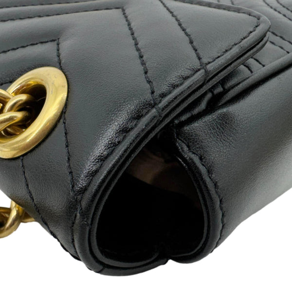 GUCCI Marmont Matelasse Mini Leather Crossbody Bag Black 446744