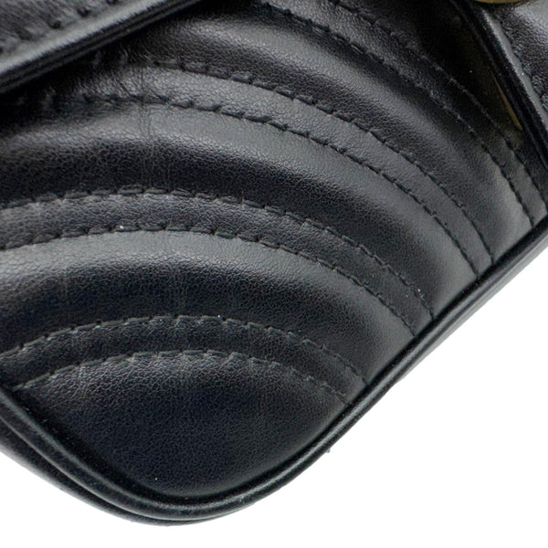 GUCCI Marmont Matelasse Mini Leather Crossbody Bag Black 446744