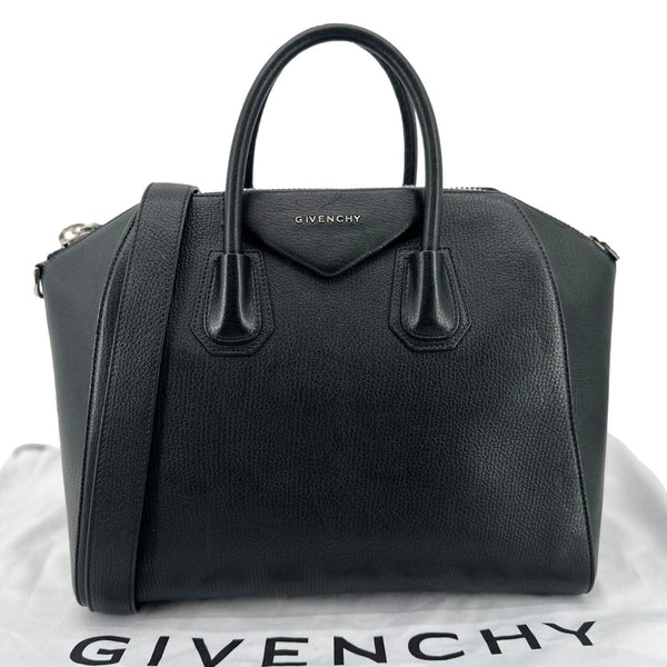 GIVENCHY Antigona Leather Satchel Shoulder Bag Black