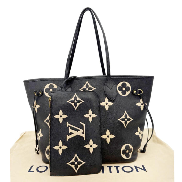 LOUIS VUITTON Neverfull MM Monogram Empreinte Leather Shoulder Bag Bicolor
