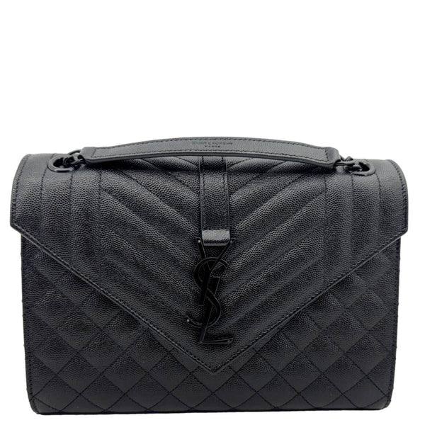 YVES SAINT LAURENT Envelope Medium Grain De Poudre Leather Shoulder Bag Black