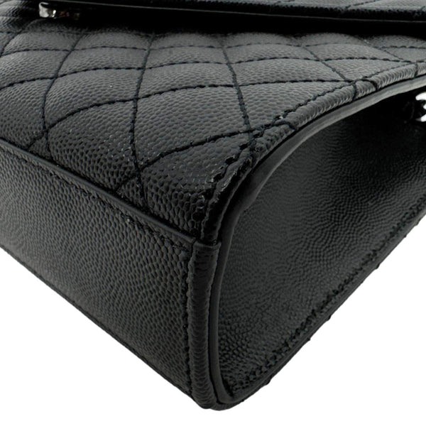 YVES SAINT LAURENT Envelope Medium Grain De Poudre Leather Shoulder Bag Black