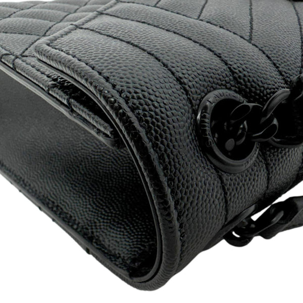 YVES SAINT LAURENT Envelope Medium Grain De Poudre Leather Shoulder Bag Black