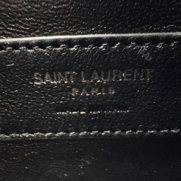 YVES SAINT LAURENT Envelope Medium Grain De Poudre Leather Shoulder Bag Black