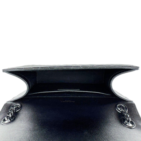 YVES SAINT LAURENT Envelope Medium Grain De Poudre Leather Shoulder Bag Black