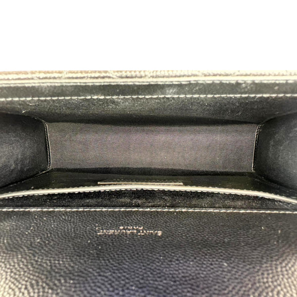 YVES SAINT LAURENT Envelope Medium Grain De Poudre Leather Shoulder Bag Black