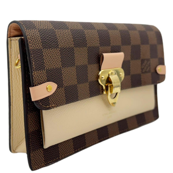 LOUIS VUITTON Vavin Chain Wallet Damier Ebene Crossbody Bag Creme Beige