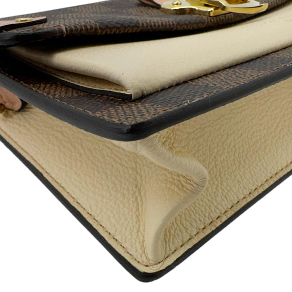 LOUIS VUITTON Vavin Chain Wallet Damier Ebene Crossbody Bag Creme Beige
