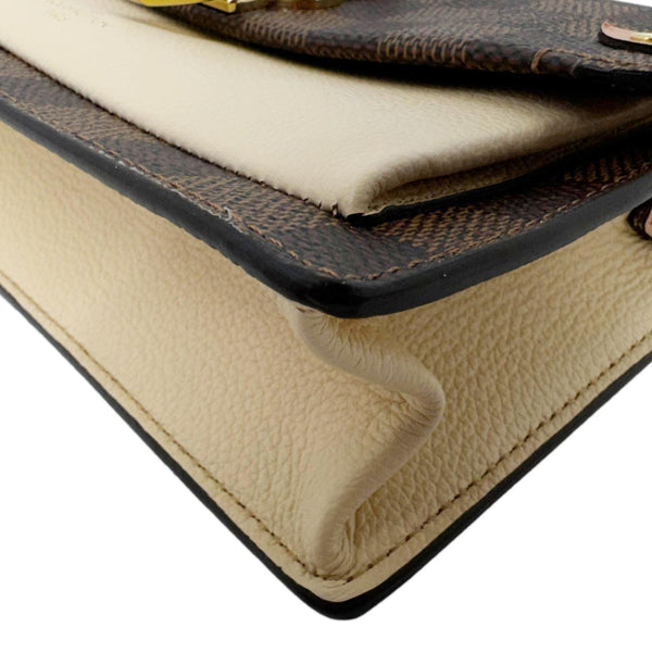 LOUIS VUITTON Vavin Chain Wallet Damier Ebene Crossbody Bag Creme Beige