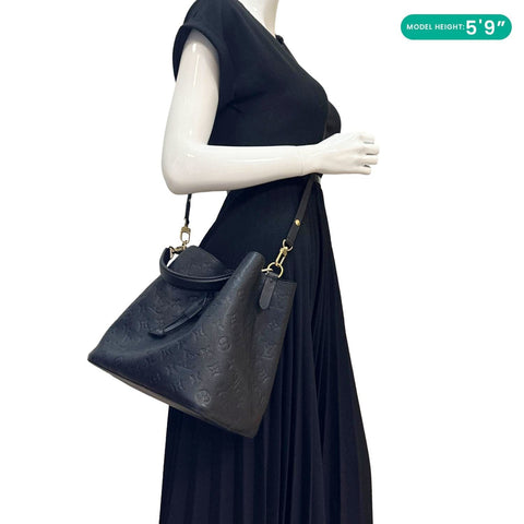 LOUIS VUITTON NeoNoe MM Monogram Empreinte Leather Shoulder Bag Black