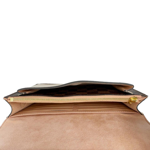 LOUIS VUITTON Vavin Chain Wallet Damier Ebene Crossbody Bag Creme Beige