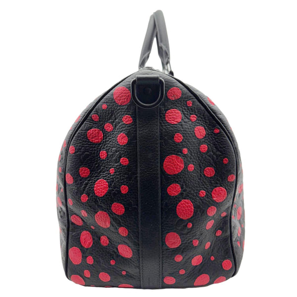 LOUIS VUITTON x Yayoi Kusama Keepall 50 Bandouliere Taurillon Monogram Travel Bag Black