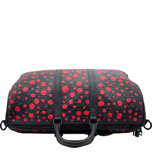LOUIS VUITTON x Yayoi Kusama Keepall 50 Bandouliere Taurillon Monogram Travel Bag Black