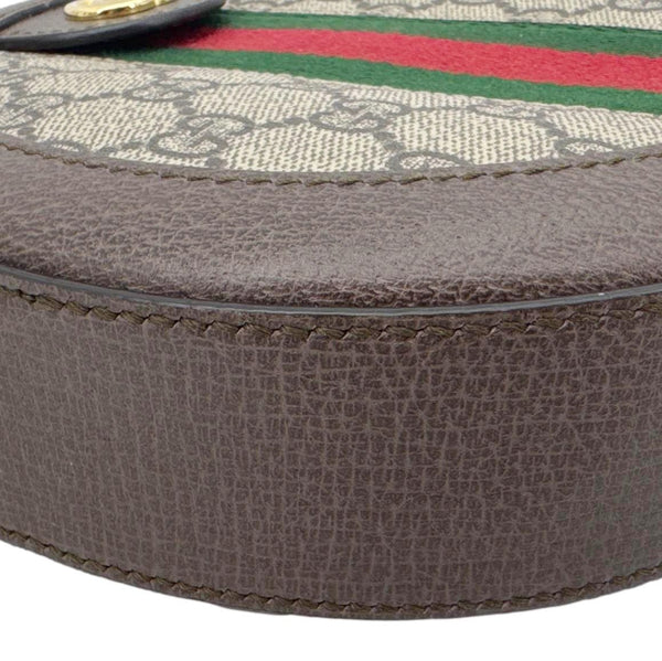 GUCCI Ophidia Mini GG Round Supreme Monogram Web Crossbody Bag Beige 550618