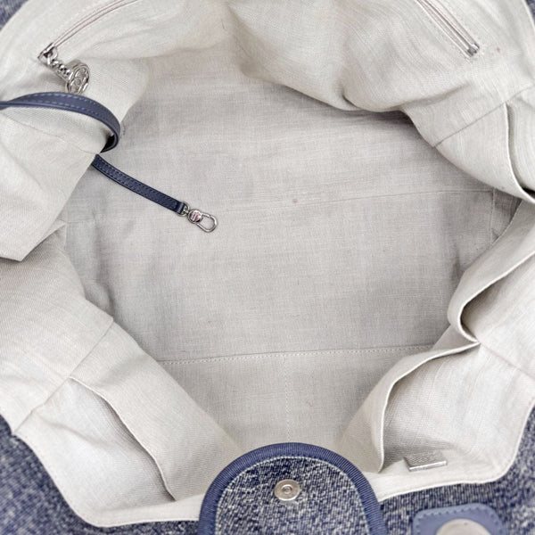 CHANEL Deauville Canvas Shopping Tote Bag Gray