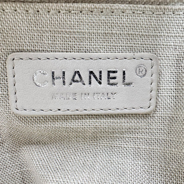 CHANEL Deauville Canvas Shopping Tote Bag Gray