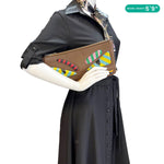 FENDI Vitello Century Monster Eyes Leather Pouch Brown