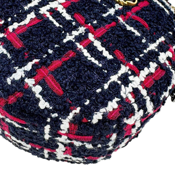 CHANEL 19 Round Tweed Chain Crossbody Bag Multicolor
