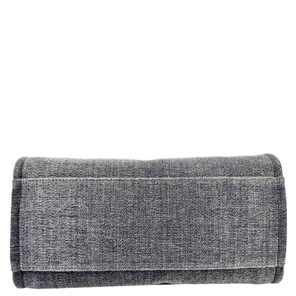 CHANEL Deauville Canvas Shopping Tote Bag Gray