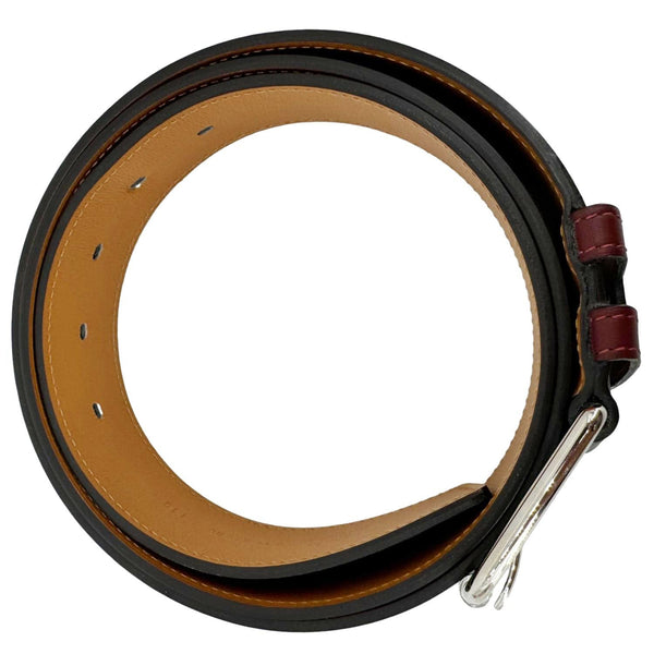 HERMES H Logo Leather Belt Black Size 110