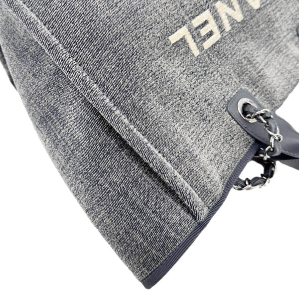 CHANEL Deauville Canvas Shopping Tote Bag Gray