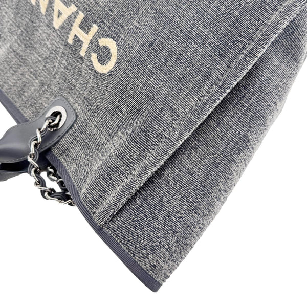 CHANEL Deauville Canvas Shopping Tote Bag Gray