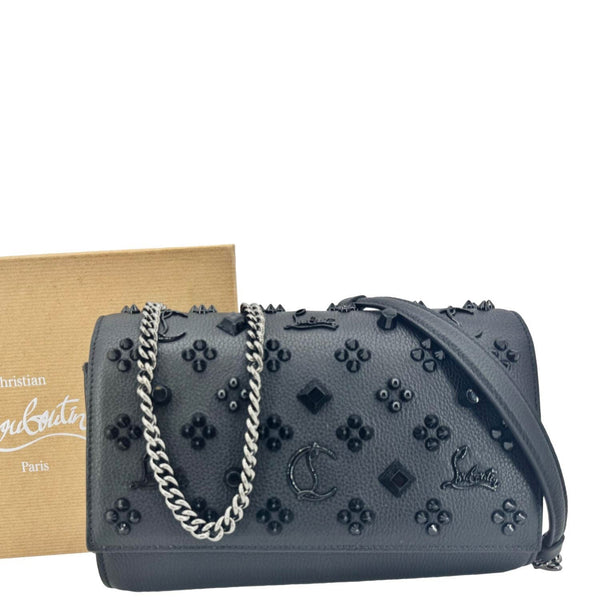 CHRISTIAN LOUBOUTIN Paloma Spikes Leather Clutch Crossbody Bag Black