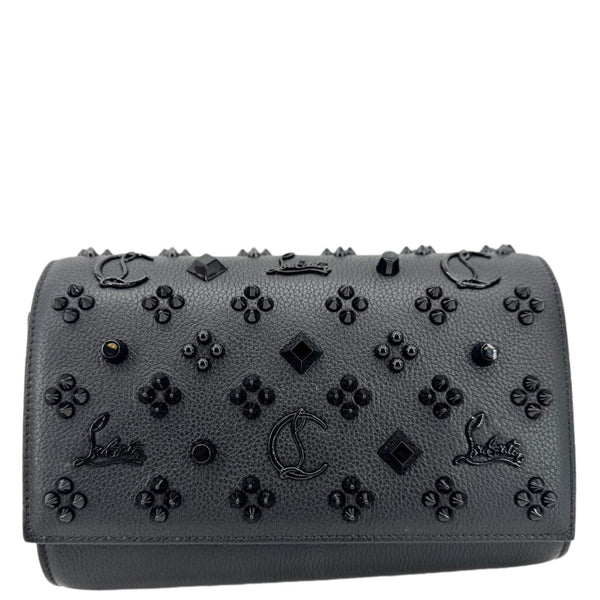 CHRISTIAN LOUBOUTIN Paloma Spikes Leather Clutch Crossbody Bag Black