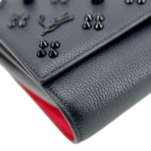 CHRISTIAN LOUBOUTIN Paloma Spikes Leather Clutch Crossbody Bag Black