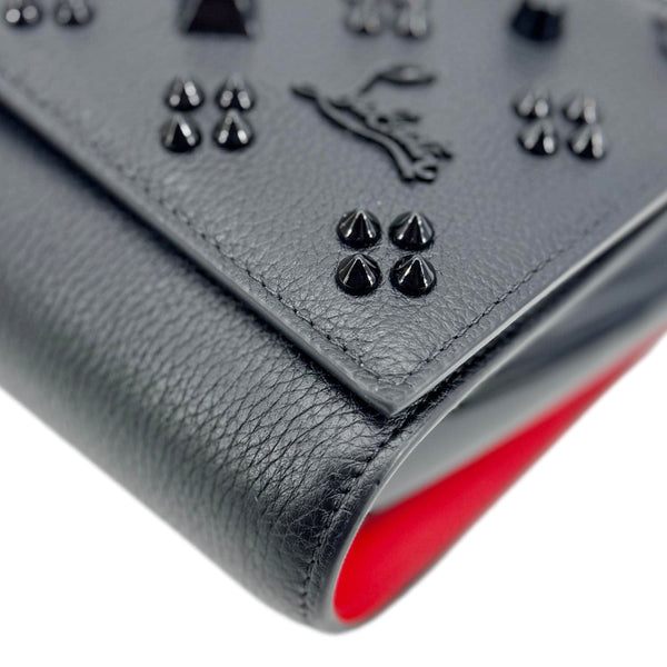 CHRISTIAN LOUBOUTIN Paloma Spikes Leather Clutch Crossbody Bag Black