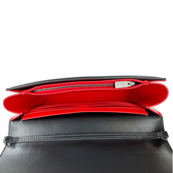 CHRISTIAN LOUBOUTIN Paloma Spikes Leather Clutch Crossbody Bag Black