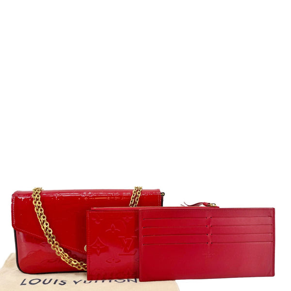 LOUIS VUITTON Felicie Pochette Monogram Vernis Crossbody Bag Red