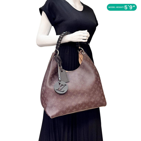 LOUIS VUITTON Carmel Mahina Leather Hobo Bag Chocolate