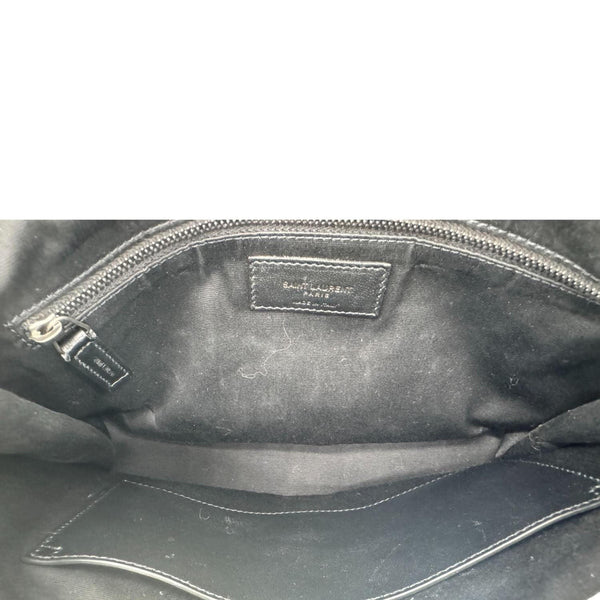 YVES SAINT LAURENT Niki Crinkled Leather Shopper Tote Bag Off White