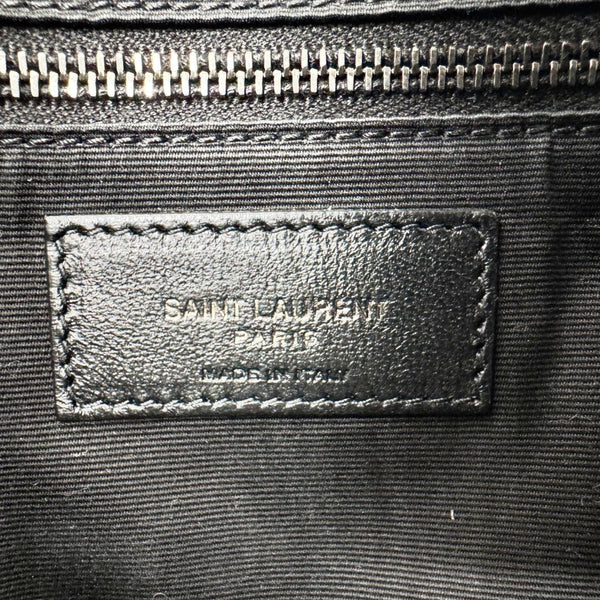 YVES SAINT LAURENT Niki Crinkled Leather Shopper Tote Bag Off White