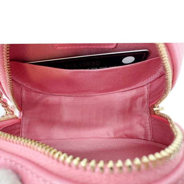 CHANEL Round Pearls Quilted Leather Crossbody Bag Pink