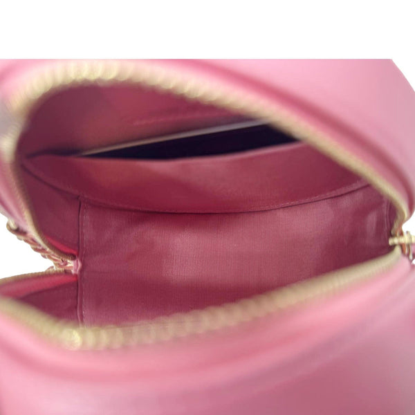 CHANEL Round Pearls Quilted Leather Crossbody Bag Pink