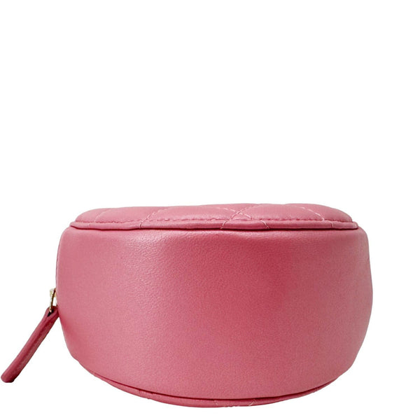 CHANEL Round Pearls Quilted Leather Crossbody Bag Pink
