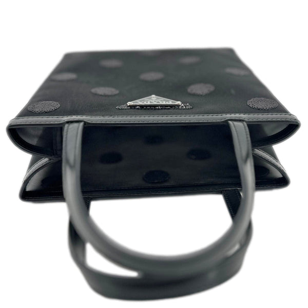 PRADA Ricamo Rete Polka Dot Mesh Tote BLack