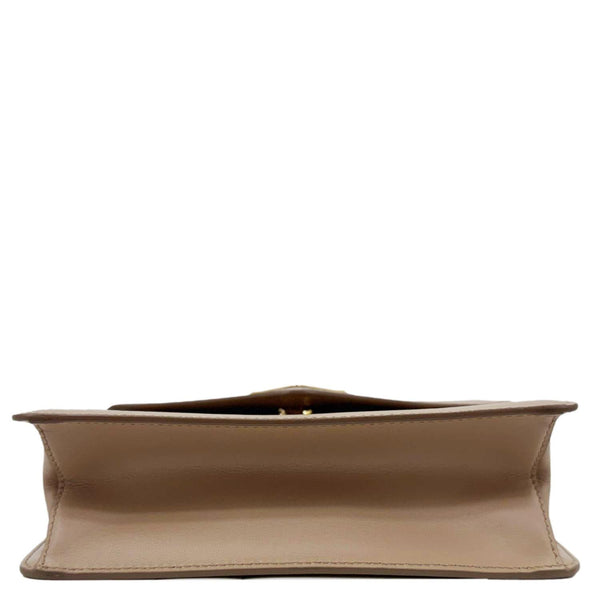 PRADA Metal Triangle Envelope Saffiano Leather Chain Shoulder Bag Beige