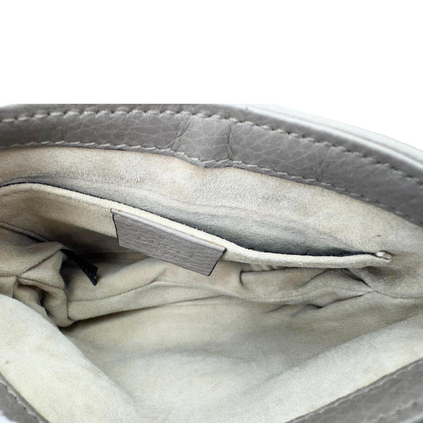 GUCCI Small 1973 Pebbled Leather Chain Crossbody Bag Taupe 251821