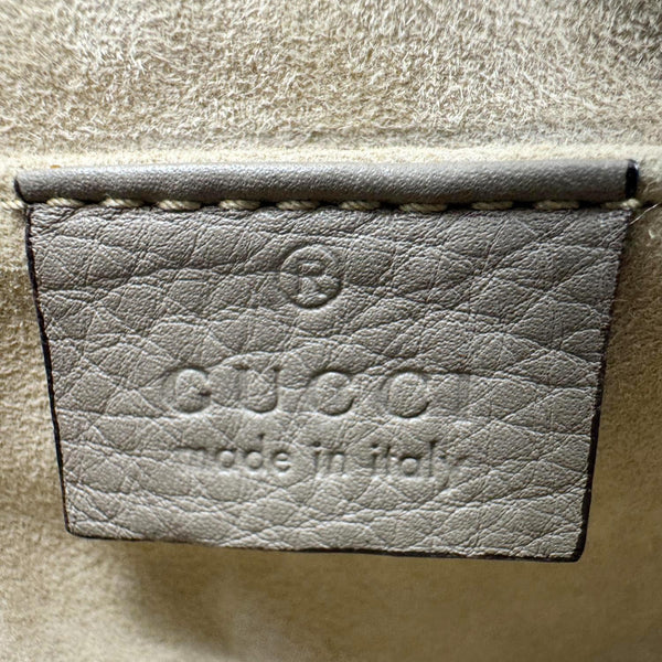 GUCCI Small 1973 Pebbled Leather Chain Crossbody Bag Taupe 251821